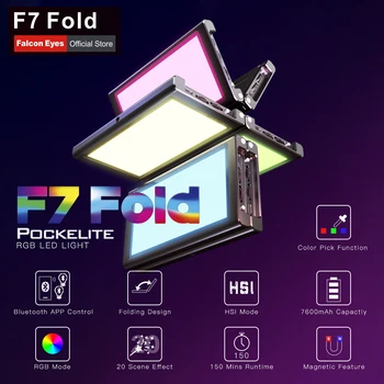 

FalconEyes F7 Fold 24W RGB LED Video Light with APP Control Portable Magnetic Fill Light for Video Photography Lamp Lighting