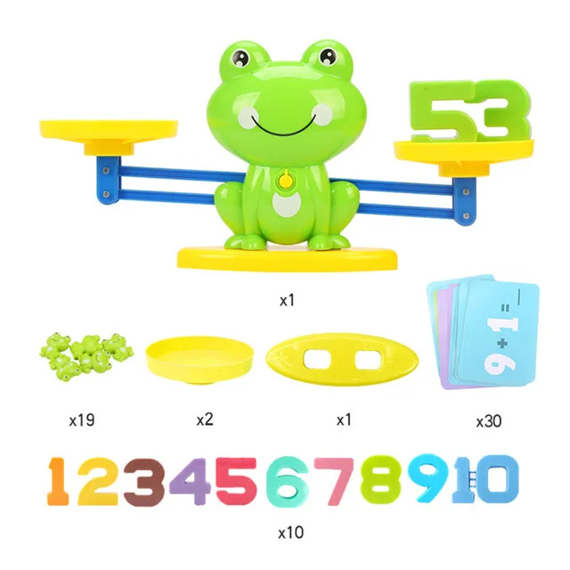 Math Match Game Board Toys Monkey Digital Balance Scale Toy Kids Educational Toy Addition Subtraction Math Toys Christmas Gift - Цвет: Green Frog No Box