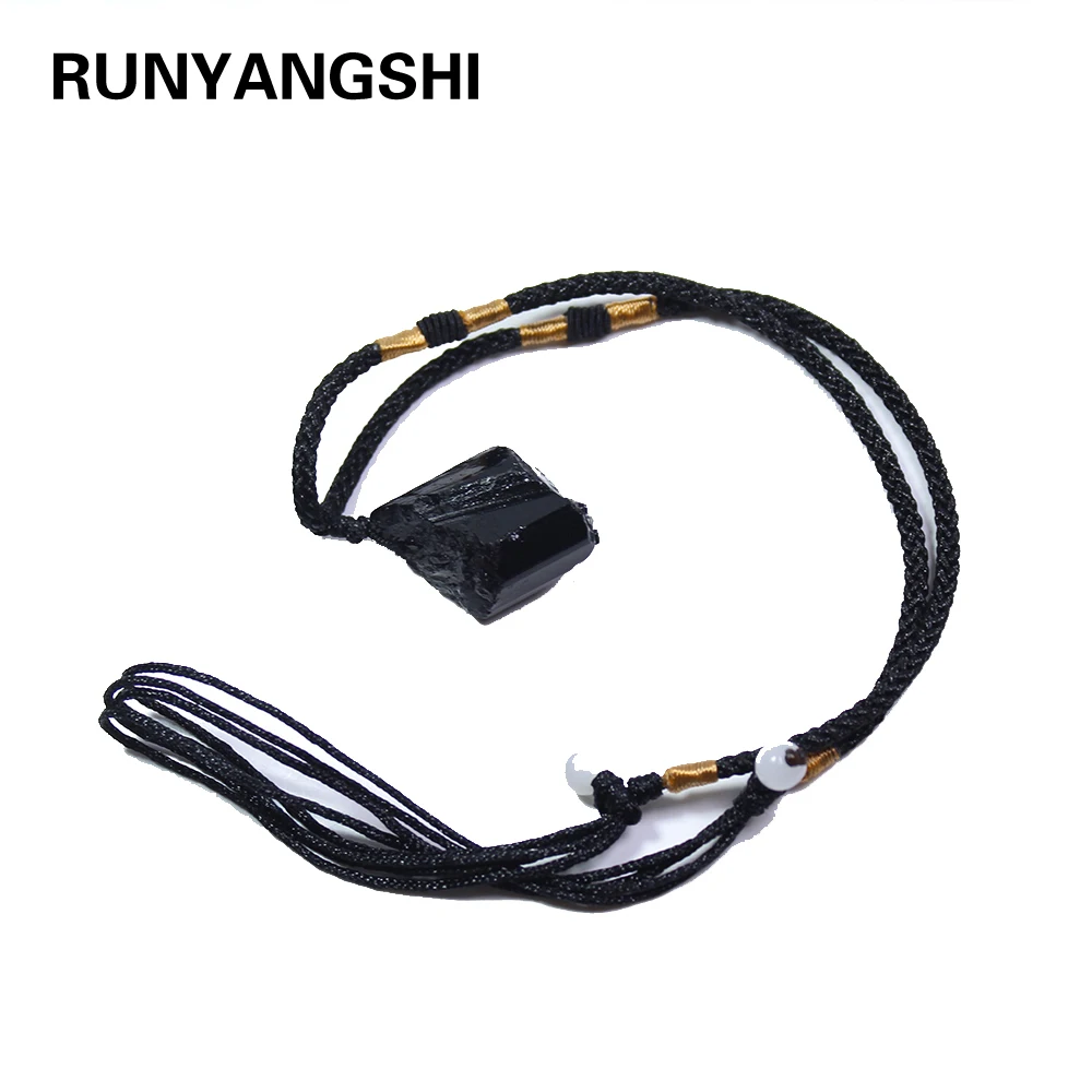 1 шт. подвеска из натурального черного турмалина Runyangshi камня и хрусталя Jet Stone Follow