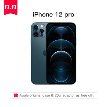 Перейти на Алиэкспресс и купить Оригинальный Совершенно новый iPhone 12 Pro/Pro Max 5G 6,1/6,7 дюймXDR дисплей с оригинальным адаптером в подарок смартфон IOS 14