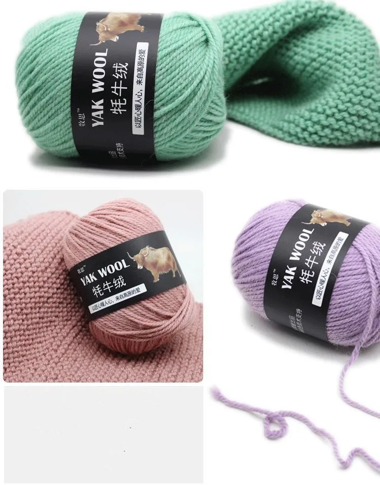 factory price 5pcs Thick hand knitting yarn Yak Wool Blended yarn 3mm extra fine fancy knitting yarn