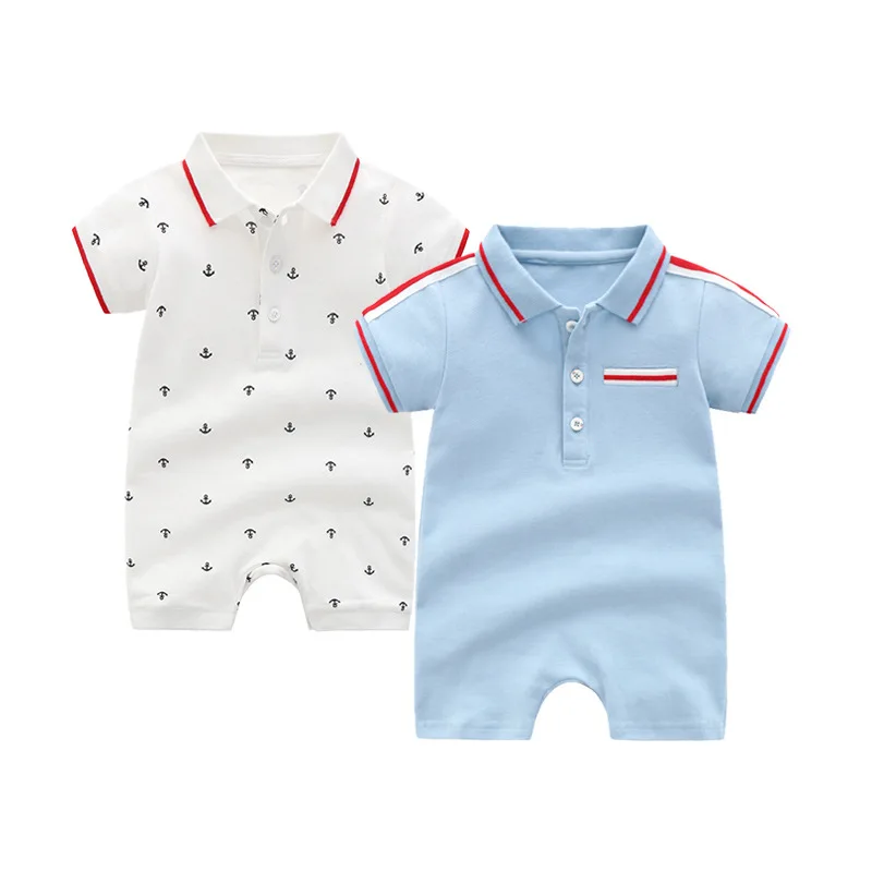 

Baby Onesie Short Sleeve Summer Wear Male Baby Cotton Piquet Doubled Infants Child Crawling Clothes Newborns Clothes Nursing Rom