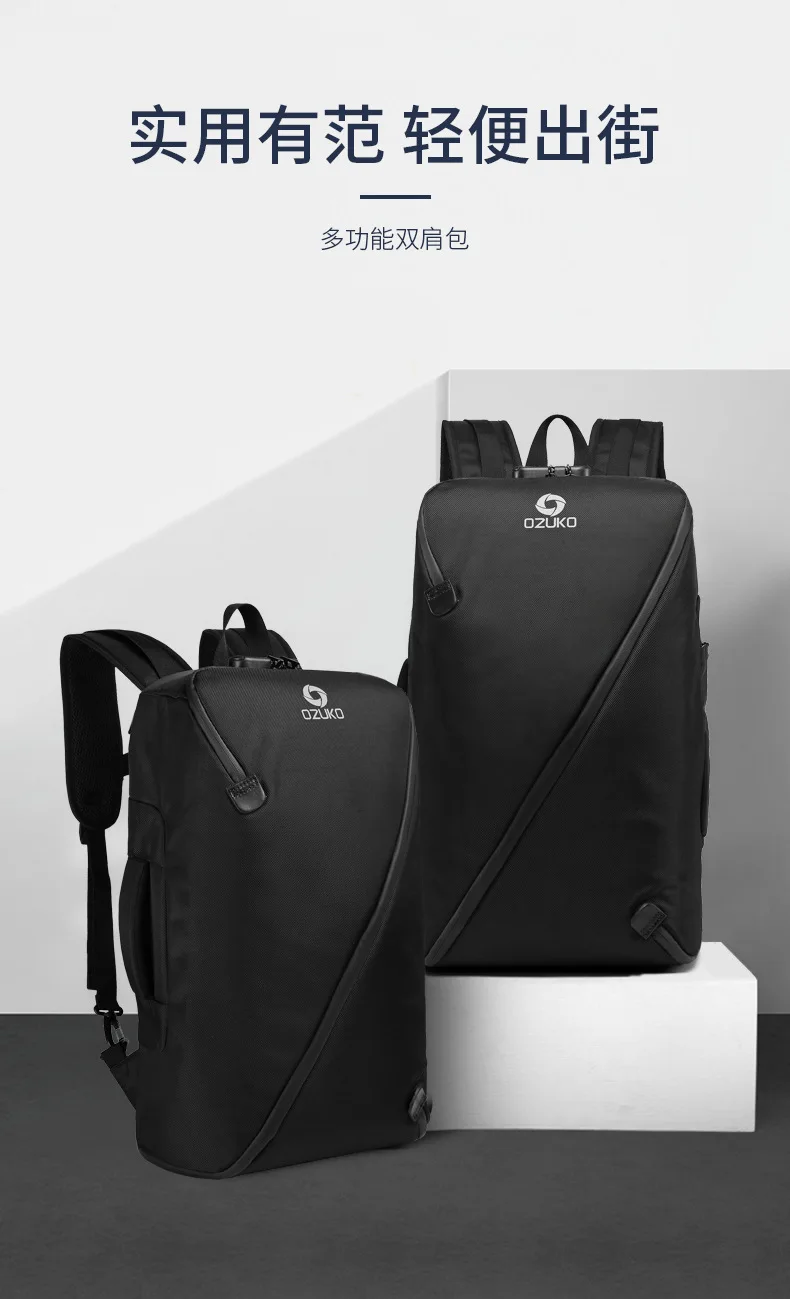 Ozuko New Style Outdoor Riding Backpack Multilayer Storage Waterproof Backpack Men's Cross Border USB Computer Backpack