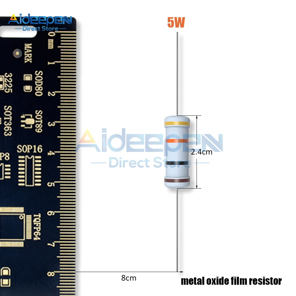50 шт. 5 Вт 5% Резистор металлической оксидной пленки 1R-1M Ом Сопротивление 1K 2,2 K 4,7 K 5,1 K 6,8 K 10K 15K 22K 47K 51K 100K 220K 470K 510K 1mом