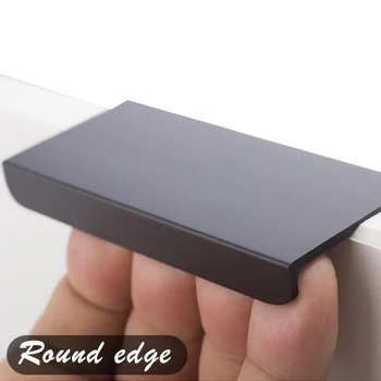 

round edge aluminum Matt Black pull kitchen cabinet and other furniture drawer or door handles