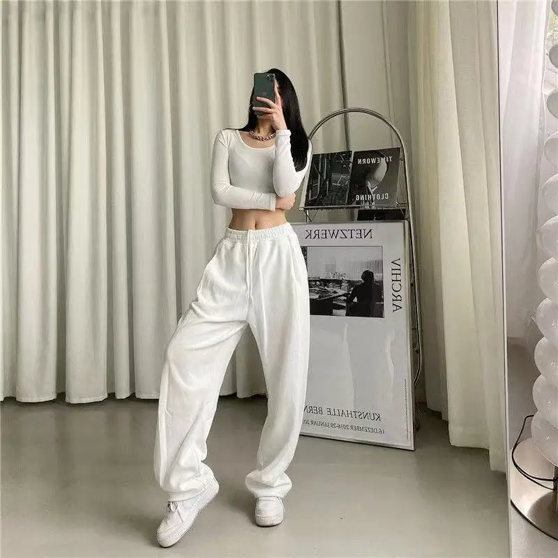 Женские свободные спортивные штаны Ulzzang с высокой талией для бега Весенняя