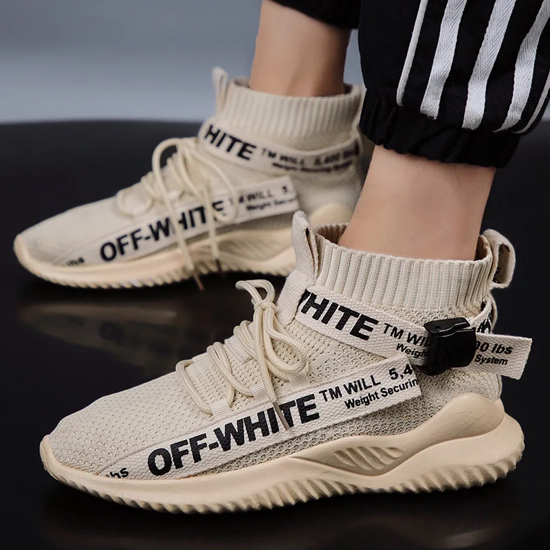 

Autumn New Style MEN'S Shoes Fly Woven Hight-top Foot Covering Lace-up Shoes Punched Sheet Surface Sports Footwear Korean-style