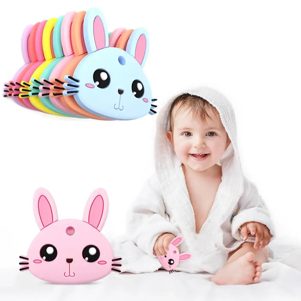 

Cartoon Rabbit Soft Silicone Baby Teether Sensory Massage Chew Teething Toy Nursing Teethers Natural stop Sucking Thumb Toy