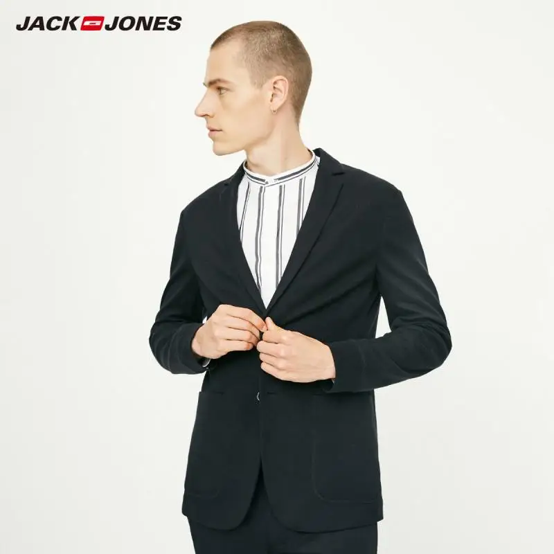 JackJones мужской осенний хлопковый и льняной приталенный Блейзер с длинными рукавами костюм куртка бренд Мужская одежда 218308505