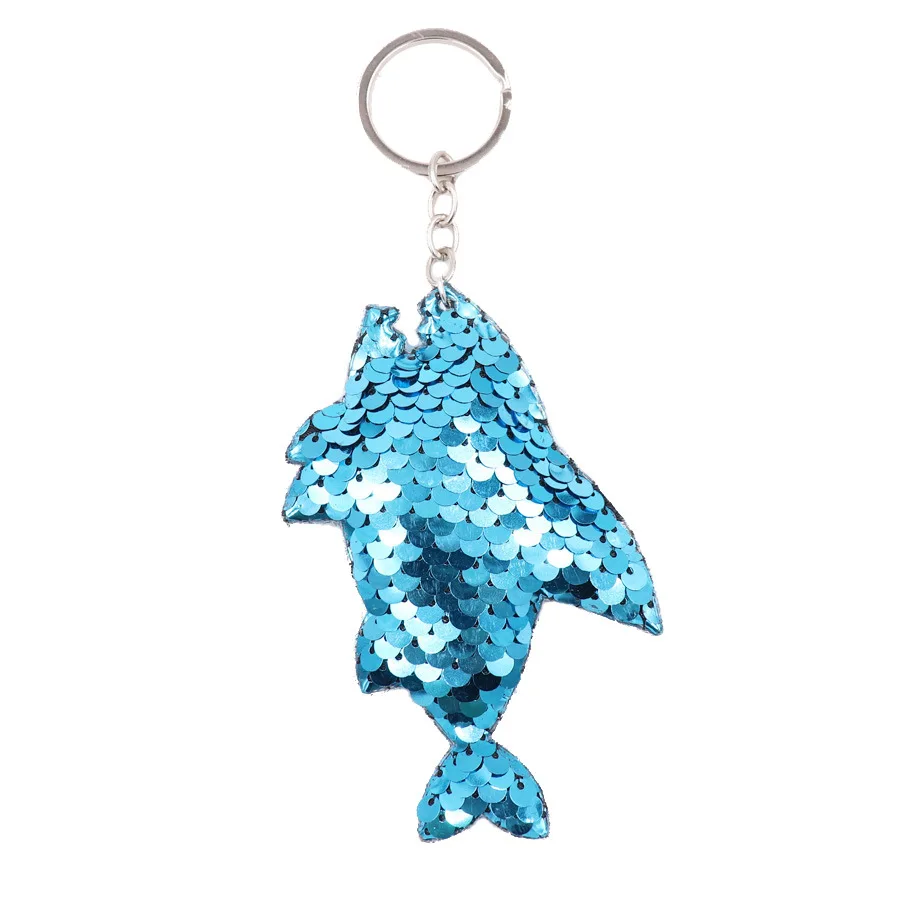 

Sequin Sharks Keychain Reflective Double-Sided Flip Sequin Keychain WOMEN'S Bag Pendant Wholesale Accessories