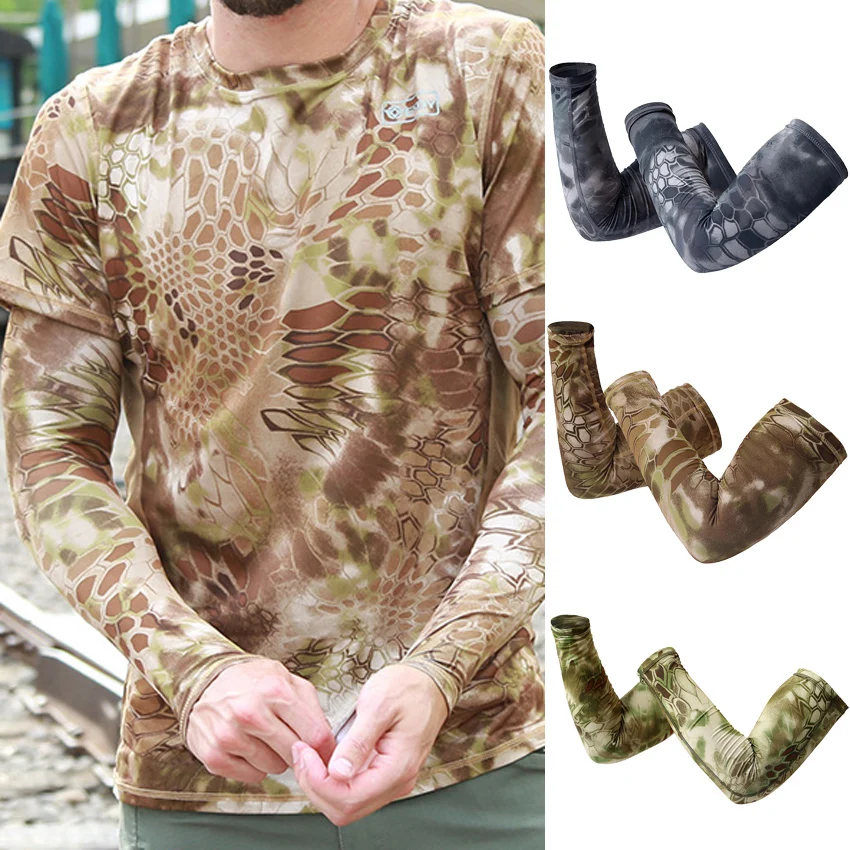 3PCs Python 3D Camouflage Print Arm Sleeves Military Uniform Accessories Sun Screen Protection Tattoo Cycling Elastic Sleeves