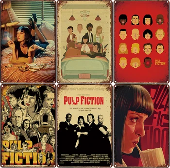 

pulp fiction - Metal Signs Wall Poster Plaque Motor Mural Painting Antique Vintage bar Pub Decor