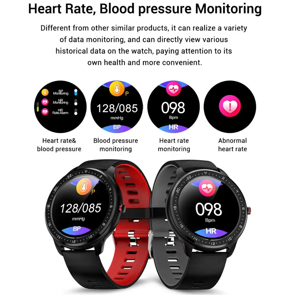 Smart Watch IP67 Waterproof Heart Rate Blood Pressure Monitoring Fitness Tracker Reminder Push Smartwatches for IOS for Android