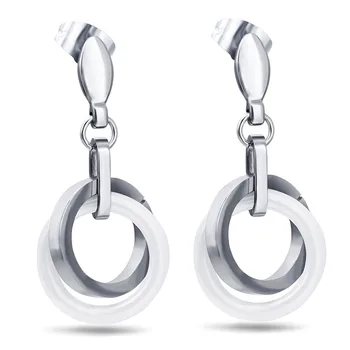 

2020 High Quality Titanium steel ceramic round earrings Crystal from Swarovskis Simple Fine Jewelry Fit Women and female