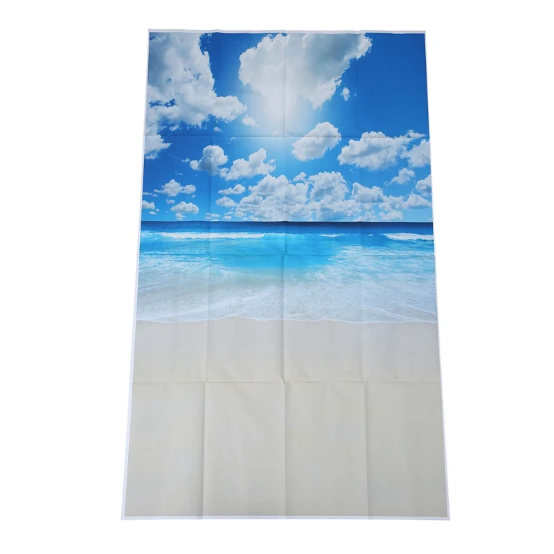 0.9x1.5m Computer Printed Fabric Vinyl Thin Photo Studio Props Photography Backdrops Blue Seaside Beach Sky Clouds Theme Quite S |