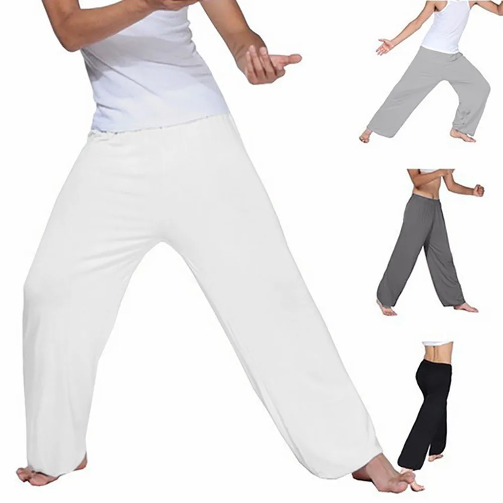 Мужские Широкие штаны, однотонный просторный Повседневный Спортивный штаны, домашние штаны для йоги, штаны для бега, танцев, дышащие штаны, штаны для йоги