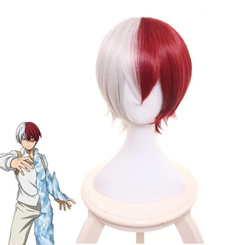 

My Hero Academia Boku no Hiro Akademia Shoto Todoroki Shouto White And Red Anime Costume Cosplay Wig+Wig Cap