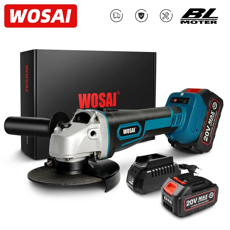 US $71.50 WOSAI MT Series M14 Brushless Angle Grinder 20V LithiumIon Battery Machine Cutting Cordless Electric Angle Grinder Power Tools