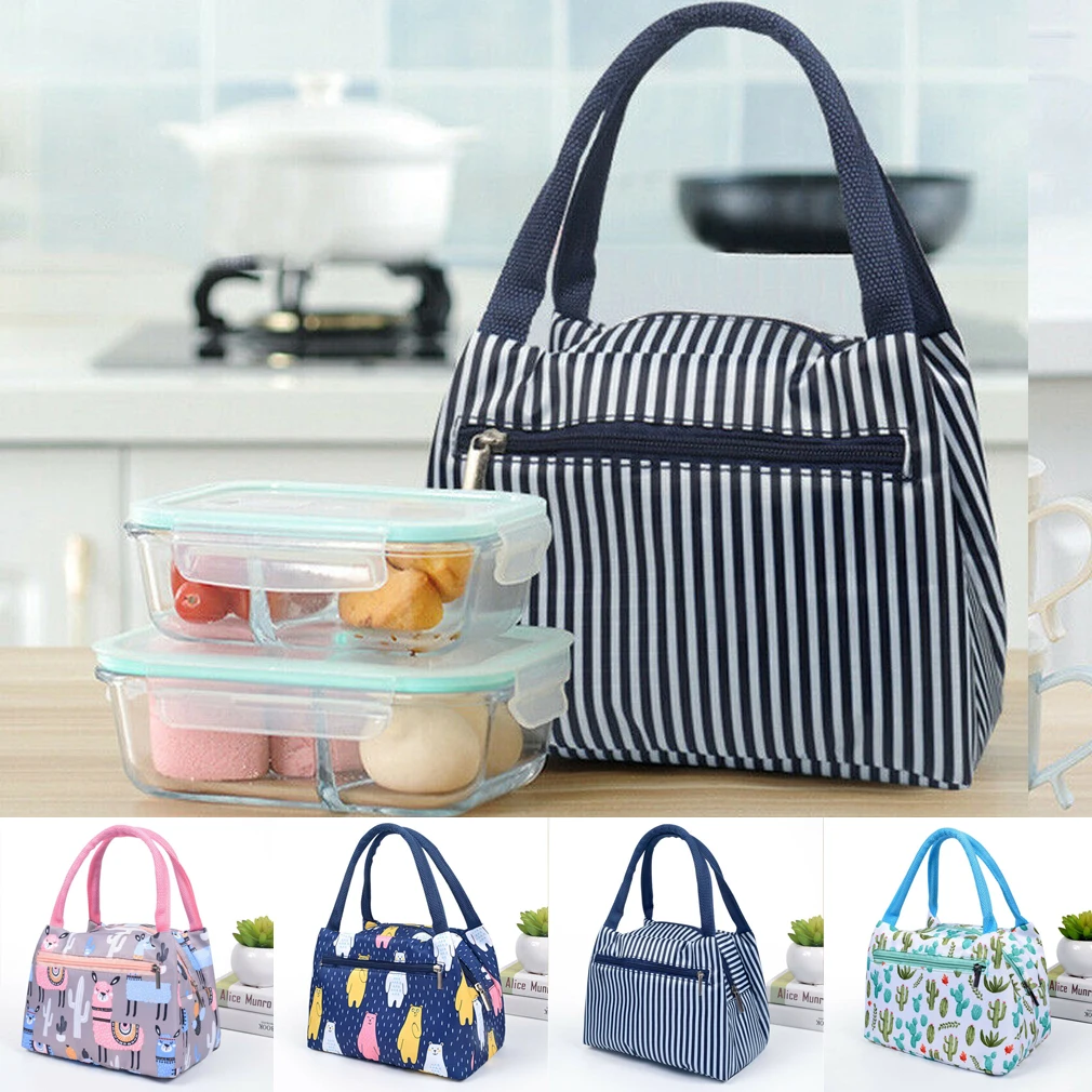 Family Portable Printed Lunch Bags Picnic Insulated Bags School Lunchbox Multicoloured Color Autumn New Storage Lunch Bag