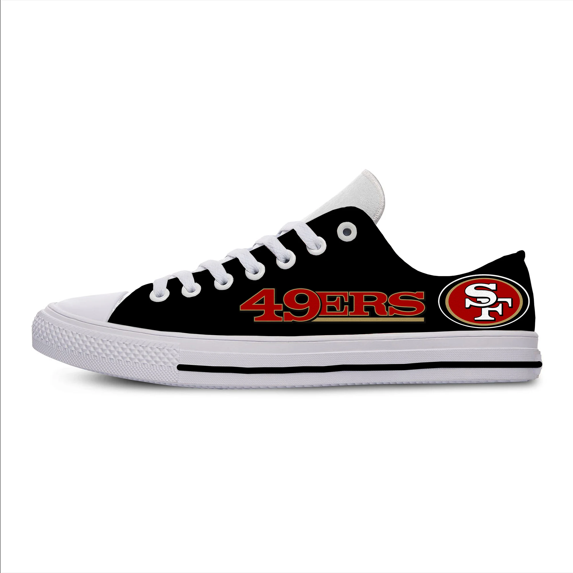 49ers/Классическая парусиновая легкая модная Мужская/женская повседневная обувь; дышащие кроссовки для отдыха на плоской подошве; футбольные болельщики в Сан-Франсиско