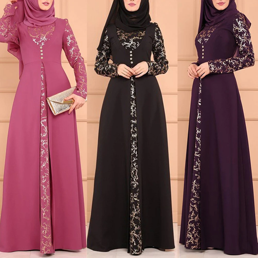 Самая низкая цена Новые Модные вечерние элегантные мусульманские женские с длинным рукавом Дубай Кафтан Макси платье без хиджаба \
