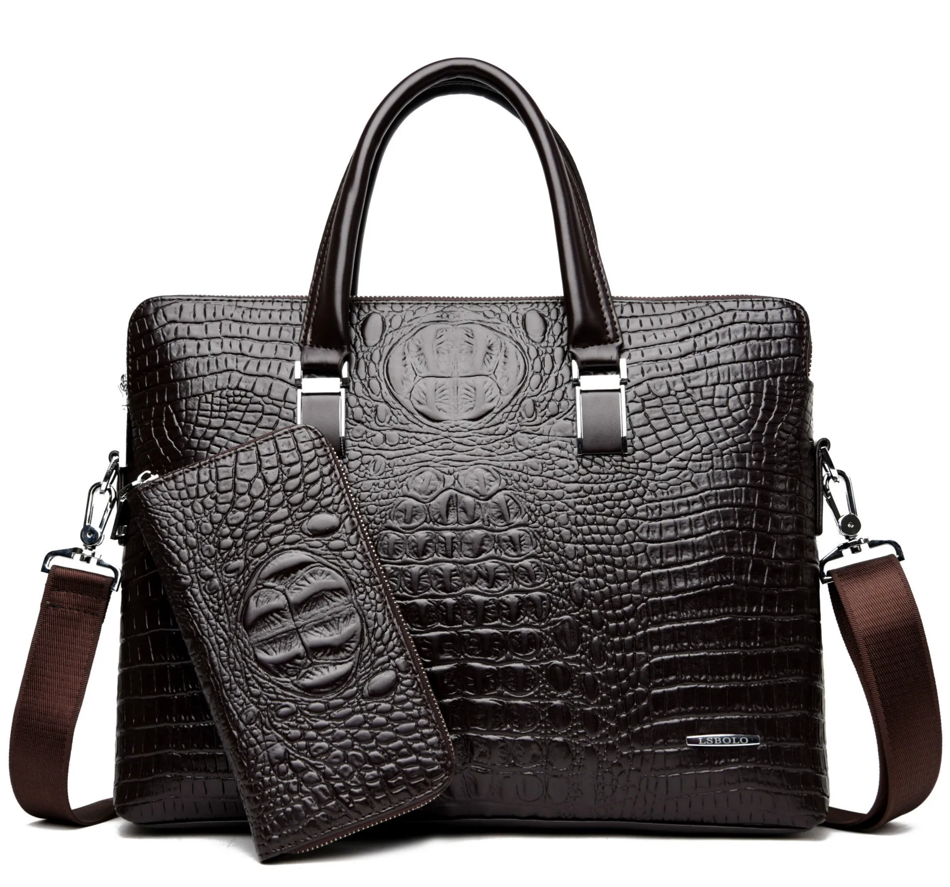 

2018 New Style Men Business Casual Crocodile Pattern Men's Bag Hand Document Computer Crossbody Bag