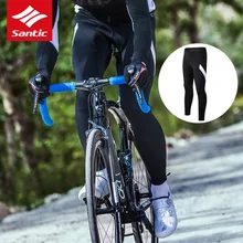 Santic зимние велосипедные 4D подушки колодки длинные брюки дышащие мужские Длинные теплые флисовые термо брюки полной длины велосипедные брюки