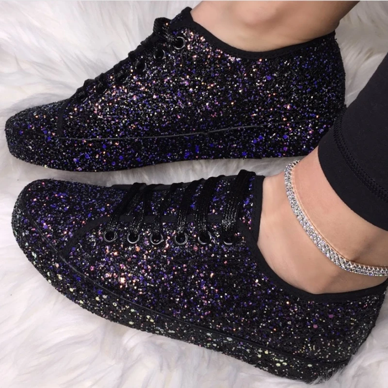 Sequin Women's Sports Shoes, Sequin Women's Vulcanized Thick Soled Shoes, Large 35-43, New in Spring and Autumn
