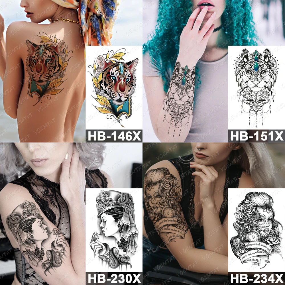Waterproof Temporary Tattoo Sticker Dark Old School Moth Butterfly Flash Tattoos Snake Rose Body Art Arm Fake Tatoo Women Men