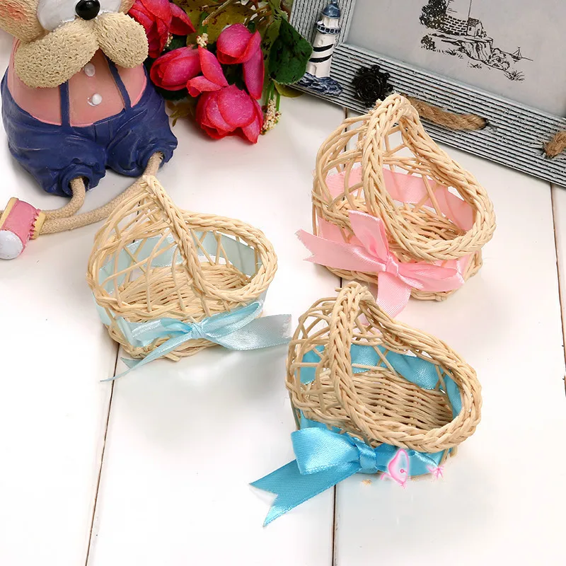 Mini Rattan Baby Cradle Candy Box Gifts for Guests Party Favor Boxes ...
