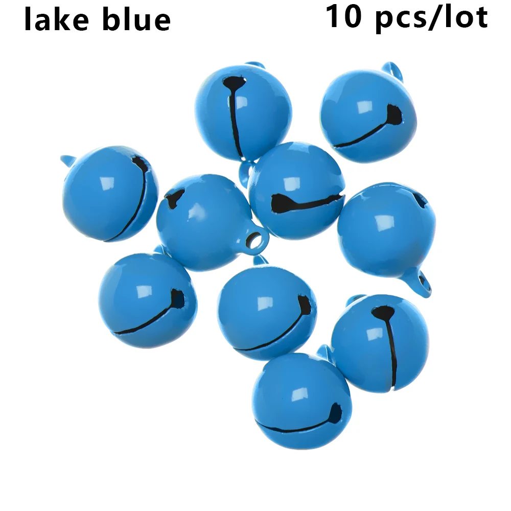 10 шт цветные Свободные металлические бусины, железные колокольчики, рождественские подвесные Подвески, Колокольчик для елки, праздничные декоративные шары, поделки своими руками - Цвет: lake blue