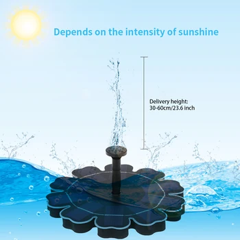 

Solar Fountain Pump With Battery Backup 5V 2.5W Flower-shaped Freestanding Floating Brushless Water Pump for Garden Pond Pool