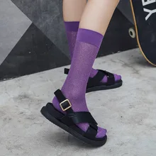 Осенние новые стильные носки, детские однотонные ворсовые носки, женские носки средней длины, японские флуоресцентные уличные модные носки из хлопка