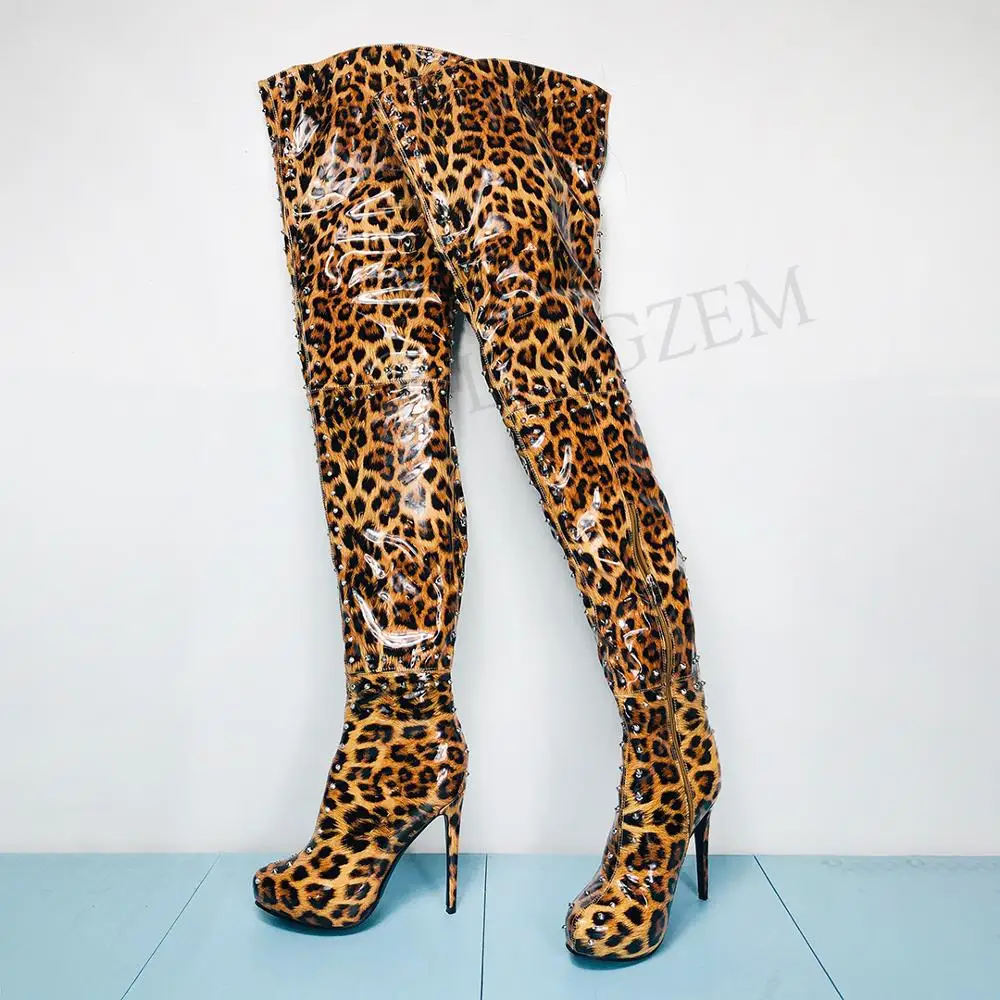 Laigzem Women Thigh High Boots Stiletto Heels Platform Boots Zapatillas ...