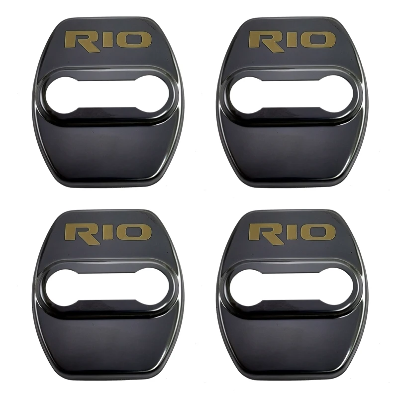 FLYJ 4PCS Car Door Lock cover Protect Buckle Latch Stop Anti Rust Car accessories interior For KIA RIO 3 4 Car sticker