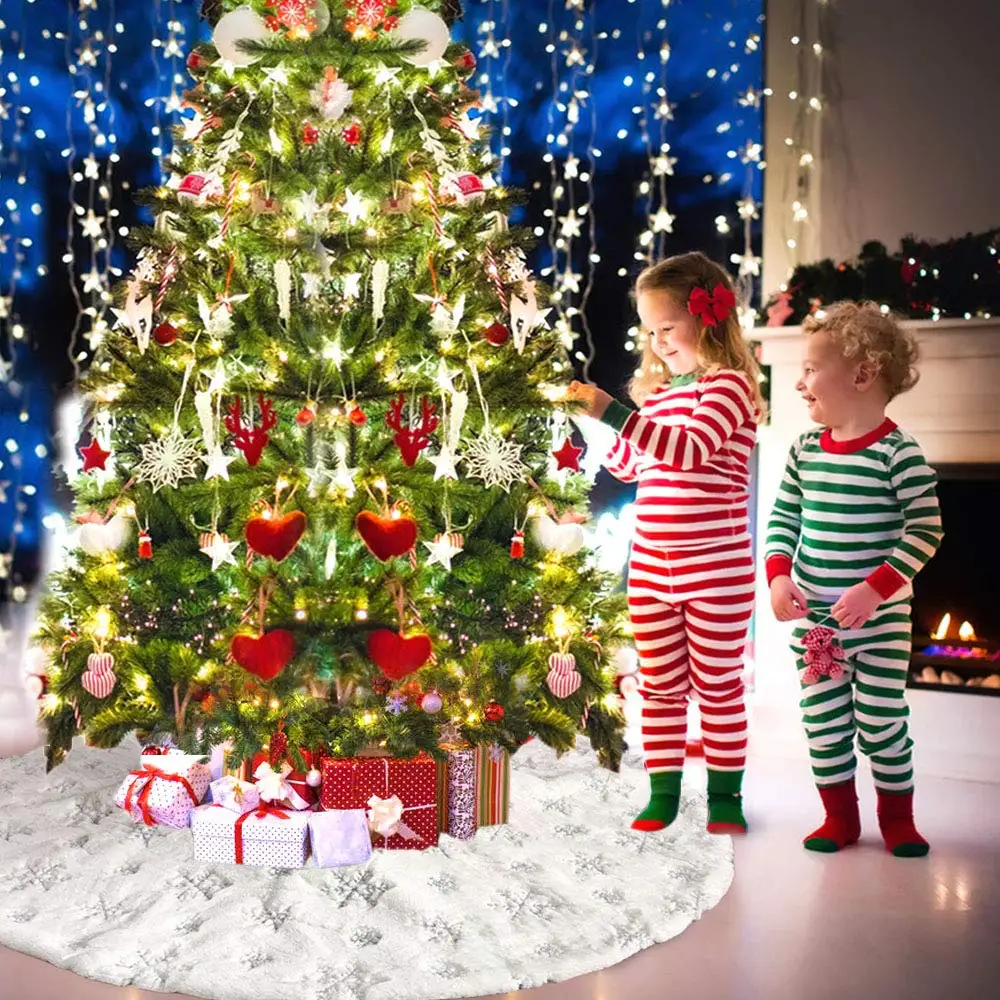 Nai-Style Feliz árbol de Navidad Faldas Alfombra de Felpa de Navidad Natal árbol Faldas para la decoración del hogar del Partido 