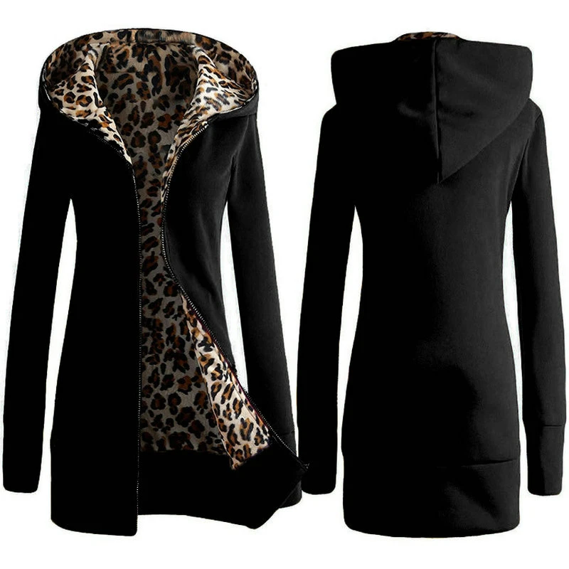 hoodie jacket New 2021 Hoodies Sweatshirt Women's Clothing Hoodie Winter Plus Velvet Padded Leopard Hooded Sweatshirt Coat Sudadera Mujer YW55 hoodie jacket