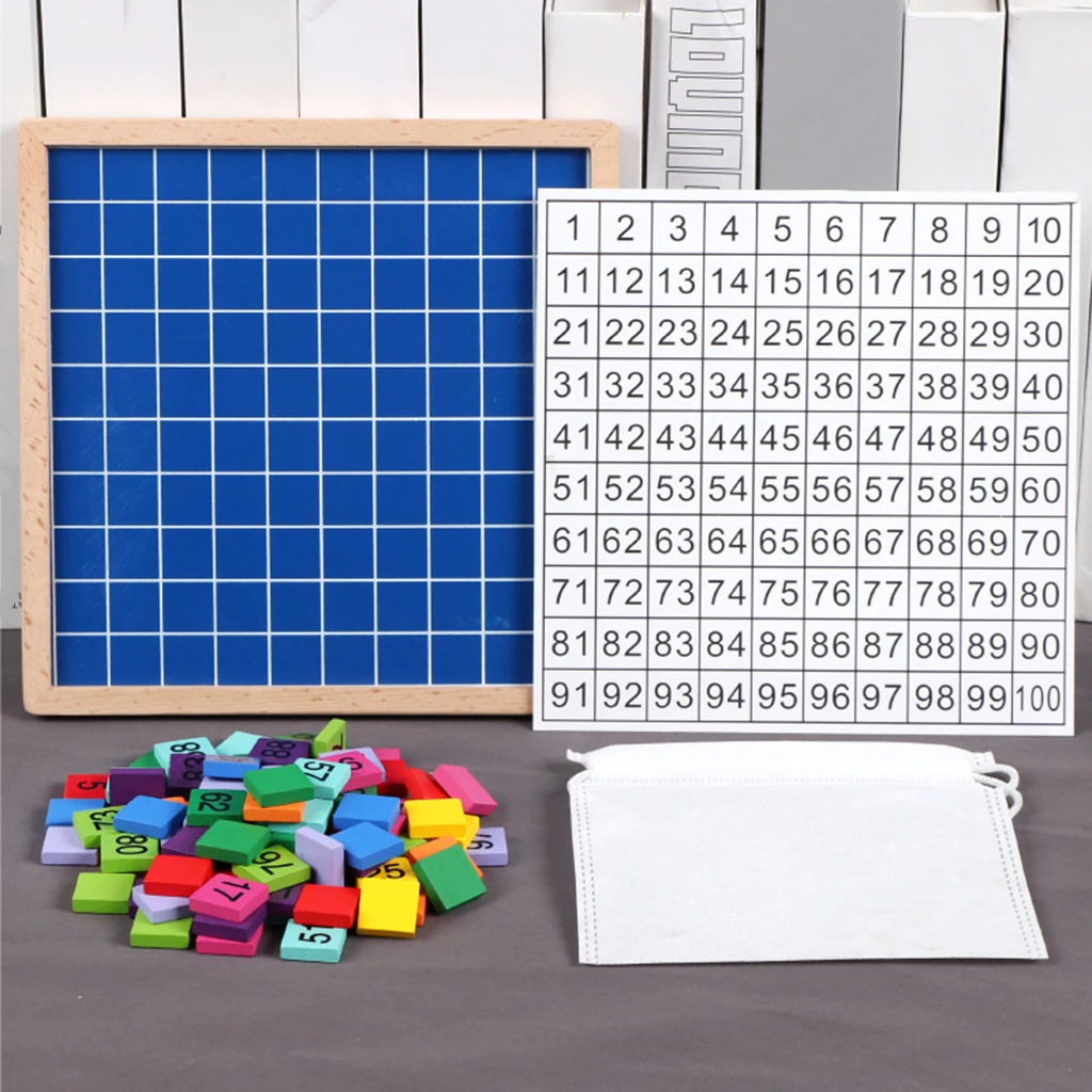 

Wooden Montessori Hundred Board Math 1 to 100 Consecutive Numbers Counting Toy Montessori Educational Wooden Toys for Child