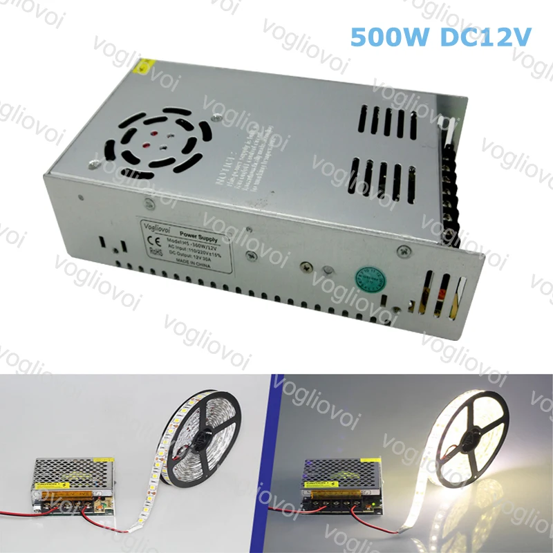 Vogliovoi Трансформаторы освещения 110V 220V к DC 12V 40A CCTV Блок питания светодиодной ленты