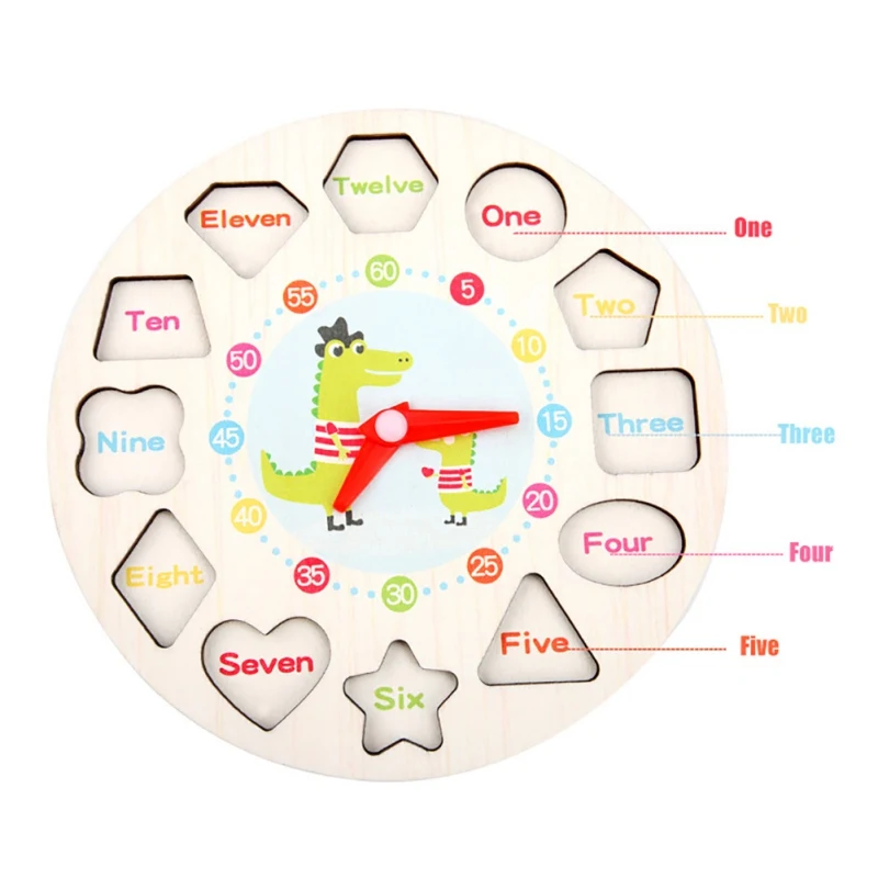 

Wooden Toy Colorful 12 Numbers Clock Toy Digital Geometry Cognitive Matching Clock Toy Baby Kids Early Educational Toy Puzzles