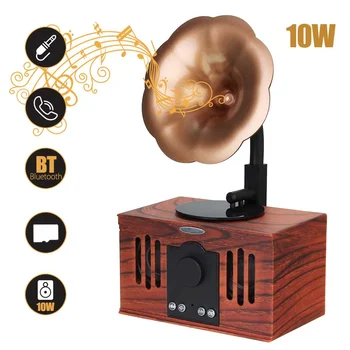 

Retro bluetooth Speaker Wireless Stereo Subwoofer Music Box Wooden Speakers with Mic USB TF AUX for Phone