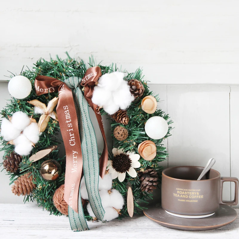 

Handmade Christmas American Christmas Wreath Door Hanging Restaurant Window Large Rattan Christmas Tree Ornament