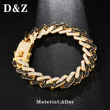 D&Z цветной, с кубическим цирконом, с кубинской цепочкой, браслет с подвеской, со льдом, шикарная цепочка с фианитами, мужские браслеты в стиле хип-хоп
