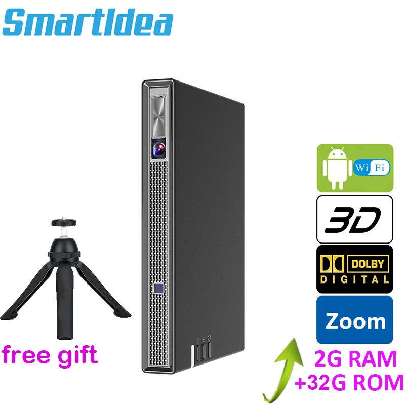 Умный проектор Smartldea T5 HD 4K, 3D DLP, батарея с зумом, авто Keystone,Android 6,0, Wi Fi, светодиодный, Bluetooth, Airplay|Проекторы для домашнего кинотеатра| | АлиЭкспресс