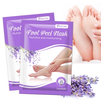 

PUTIMI 2pair Foot Mask for Legs Exfoliating Feet Mask Pedicure Socks Foot Care Whitening Anti Crack Heel Dead Skin Foot Mask