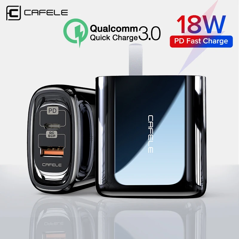 Быстрое зарядное устройство CAFELE 33 Вт QC 4 0 3 PD SCP USB Type C для США быстрое iPhone Xiaomi Huawei