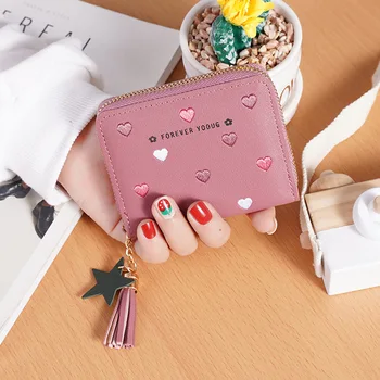 

New Style Korean-Style Women'S Wallet Short Embroidery Clutch Zipper Little Girl Purse