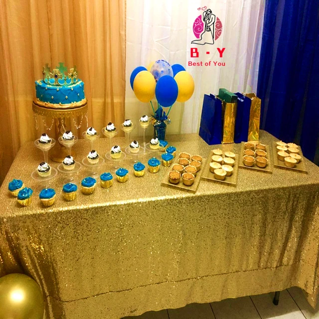 Pink Gold Tablecloth 90x132in Glitter Round Rectangular Embroidered Sequin Table Cover for Wedding Party Christmas Decor Shinny Gold