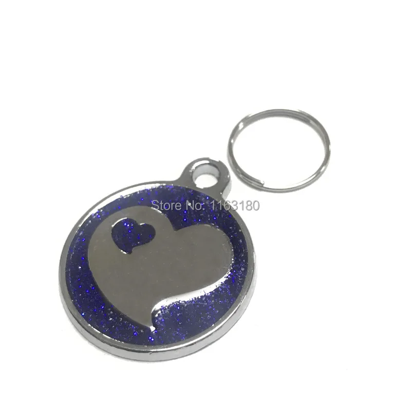100pcs/lot Wholesales Personalized Engraved Dog ID Heart Tag Customized Dog Name Plate Tag For Dog Pet Collar Accessories