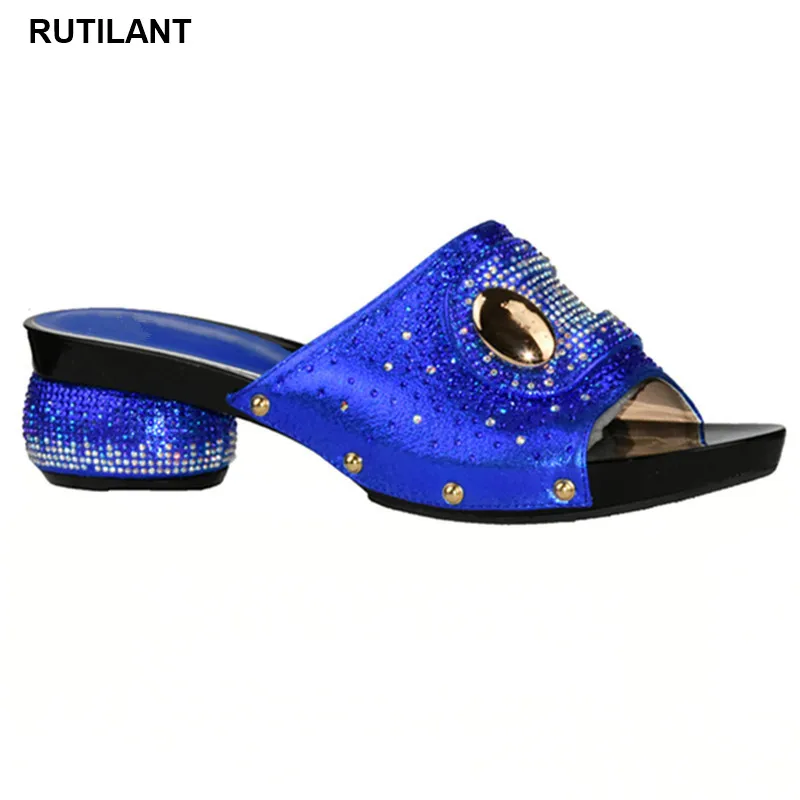 

New Arrival Blue Color Italian Design Women Shoe High Quality Slip on Summer Slipper Shoes Sexy Lady Low Heels Shoes for Party